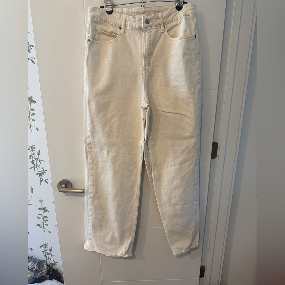Old Navy Cream Wide Leg Flare Jeans